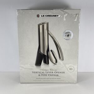 Le Creuset Vertical Lever Wine Opener Set with Paper Cutter Chrome Plated - RARE